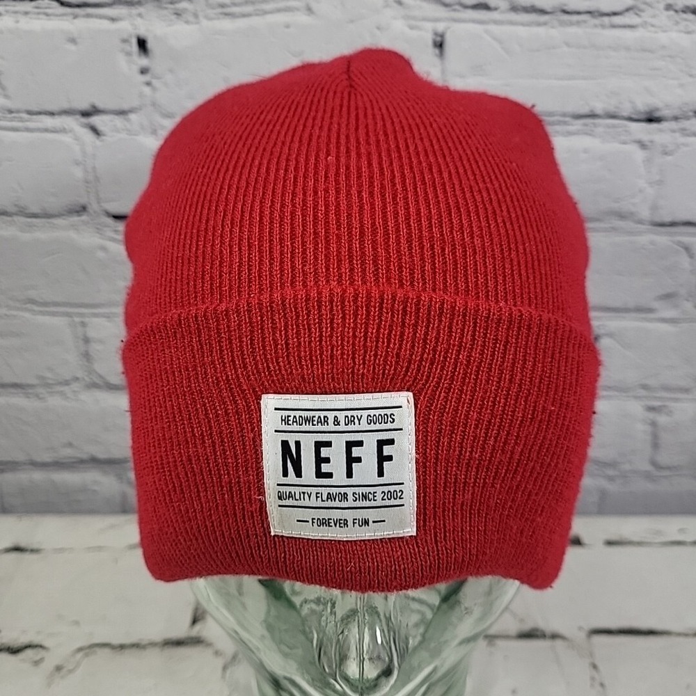 Neff Hat Unisex Red Beanie Stretch Knit Roll-Up Warm Winter Ski Cap